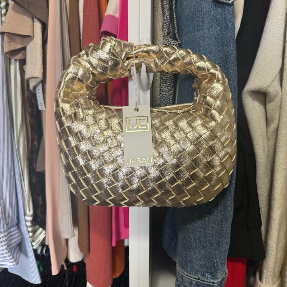Urban Expressions Metallic Gold Woven Hobo Bag